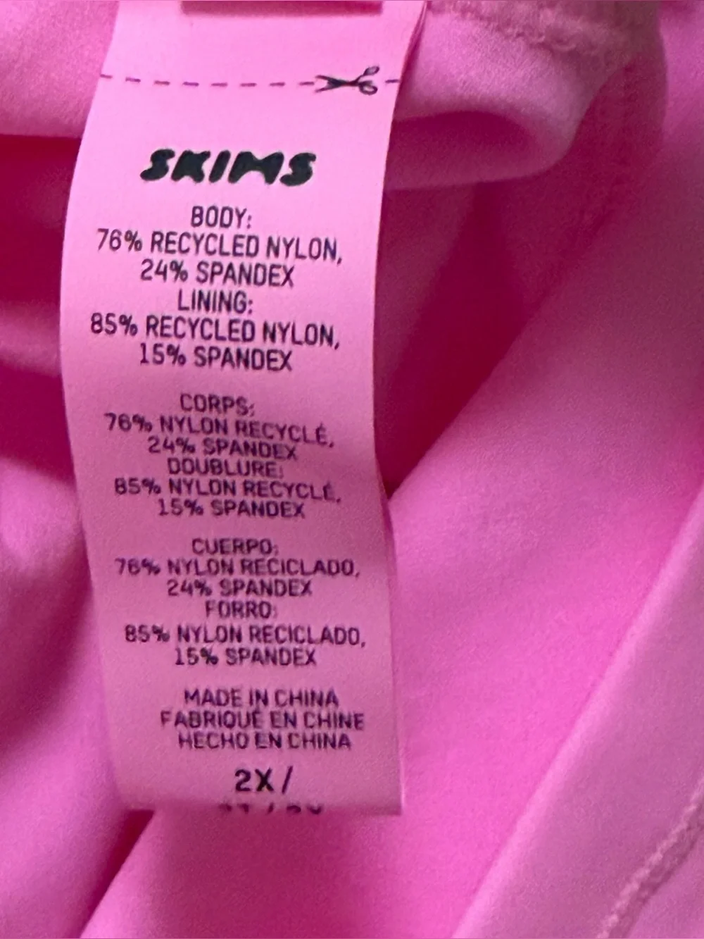 SKIMS Recycled Swim T Shirt Short Sleeve Taffy Hot Pink Sz 2X